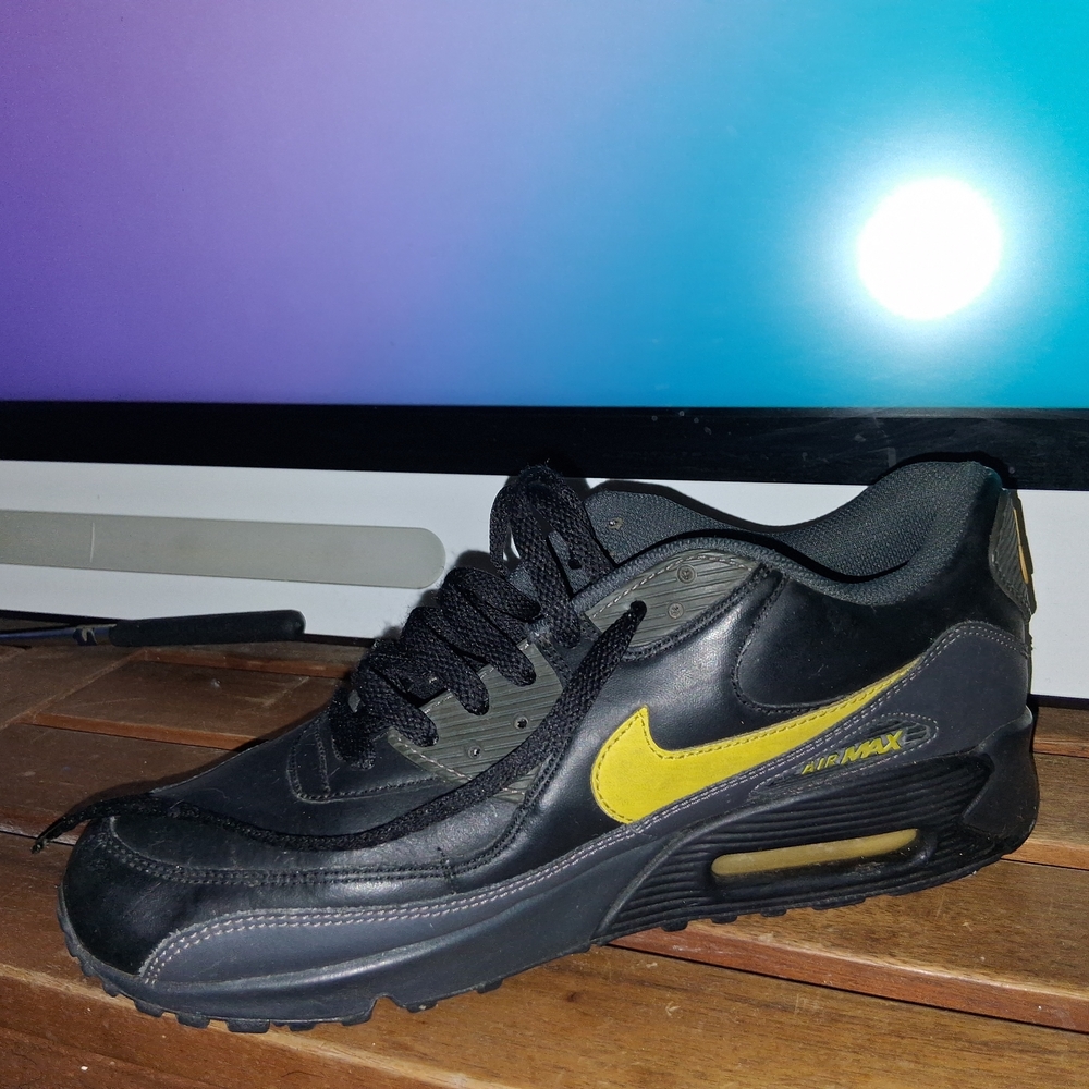 Nike Black and Yellow Air Max 90 Sneakers